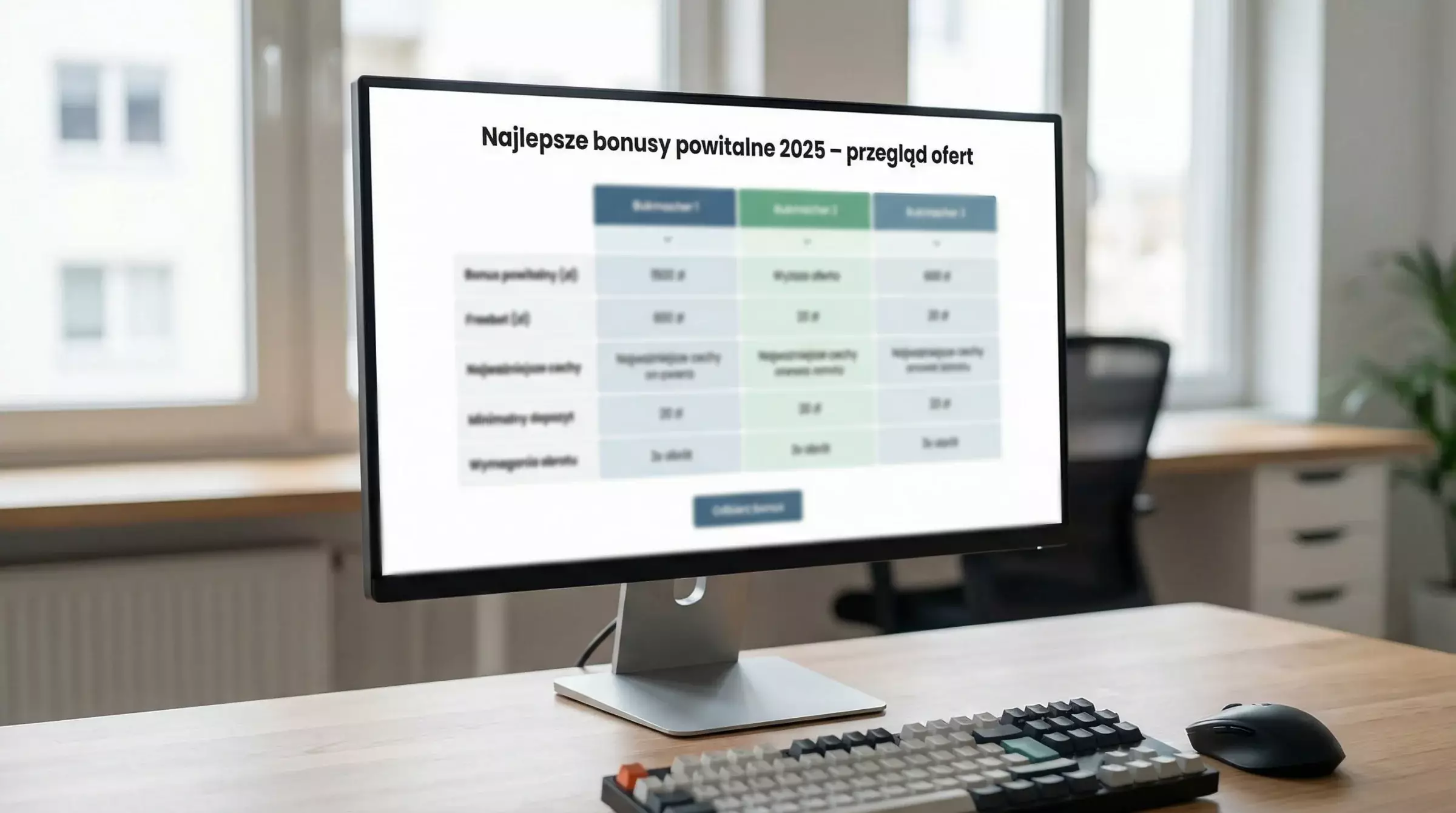 Porównanie ofert powitalnych różnych bukmacherów na ekranie komputera