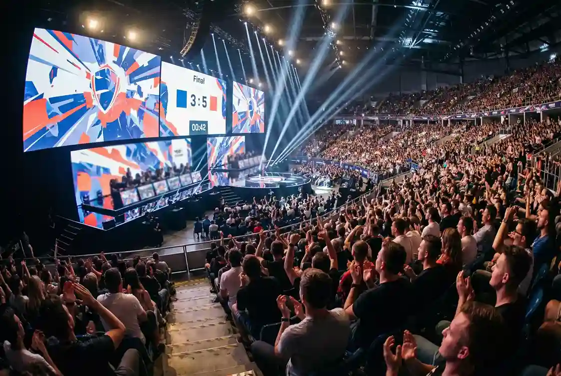 Arena e-sportowa z publicznością podczas dużego turnieju