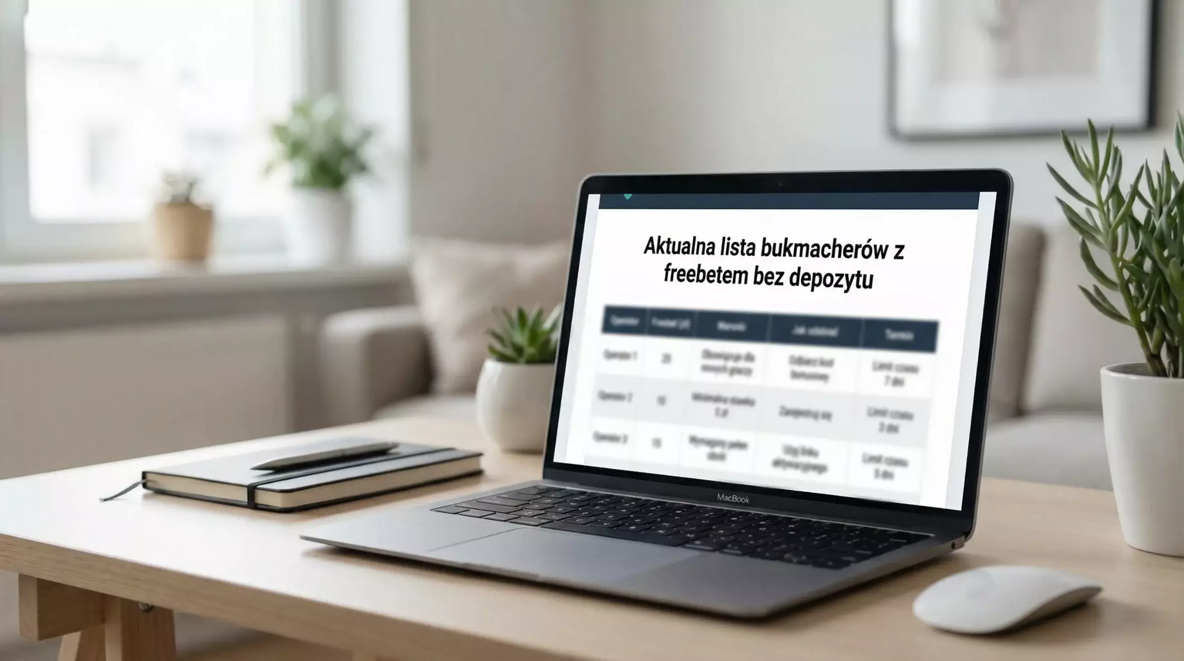 Lista bukmacherΓ³w oferujΔ
cych bonusy bez depozytu na ekranie laptopa