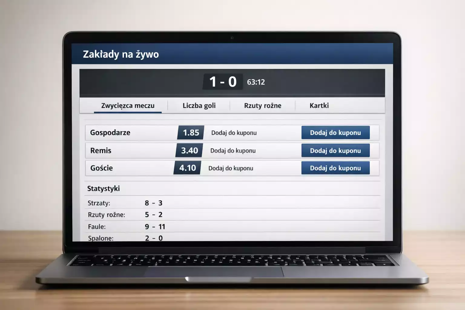 Ekran laptopa z interfejsem zakΕadΓ³w live pokazujΔ
cym rΓ³ΕΌne rynki i kursy