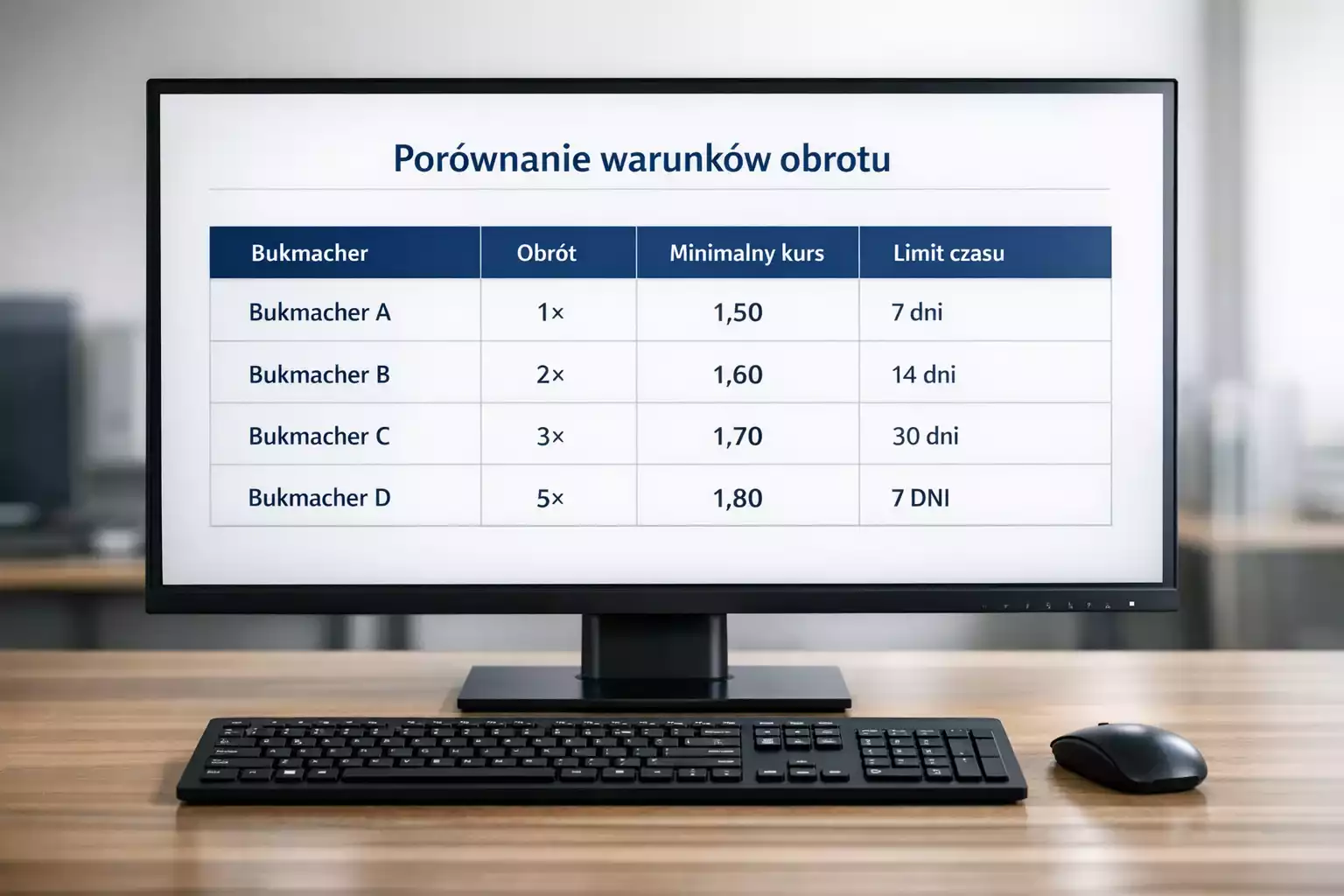 Tabela porΓ³wnujΔ
ca warunki obrotu u rΓ³ΕΌnych bukmacherΓ³w