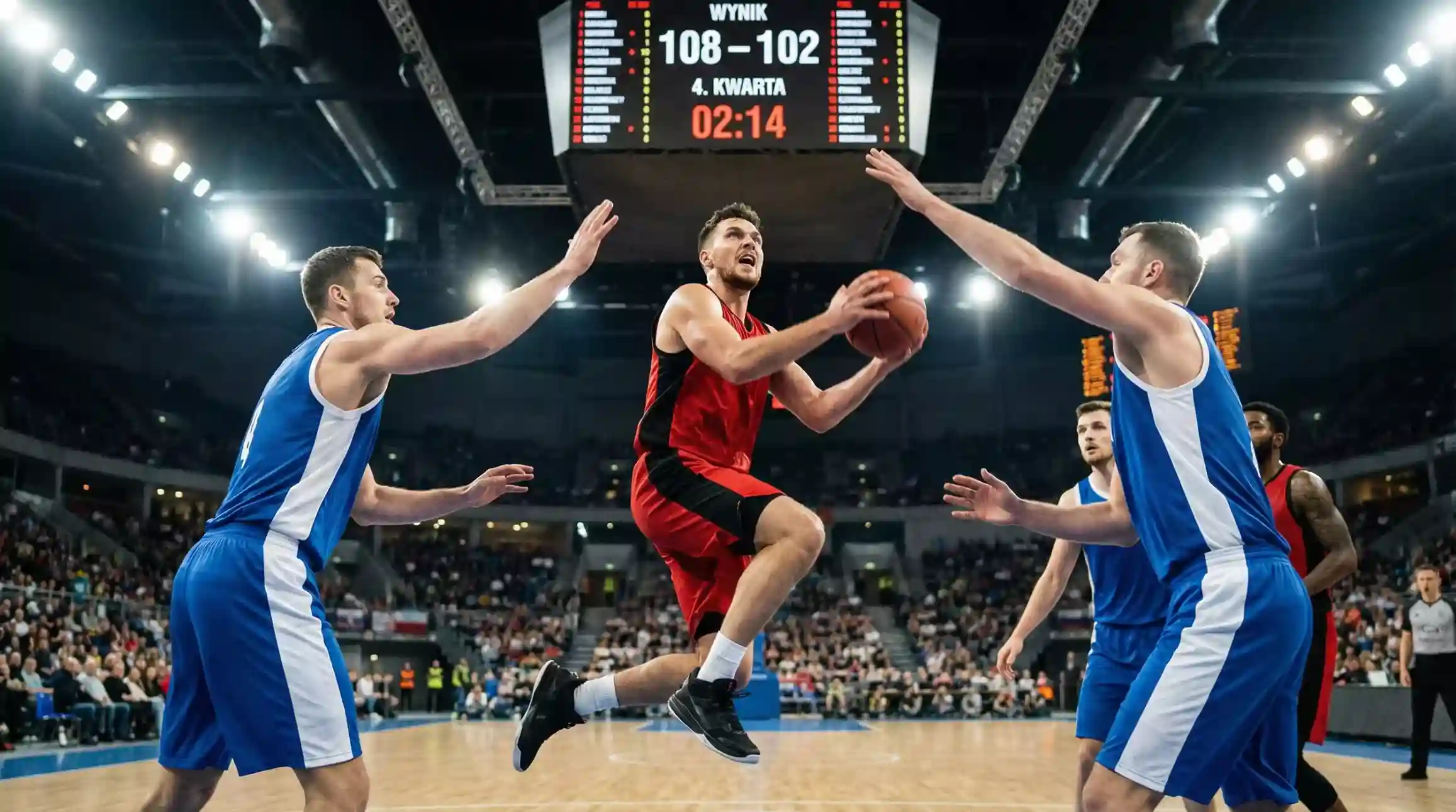 Mecz koszykówki NBA z wysokim wynikiem na tablicy